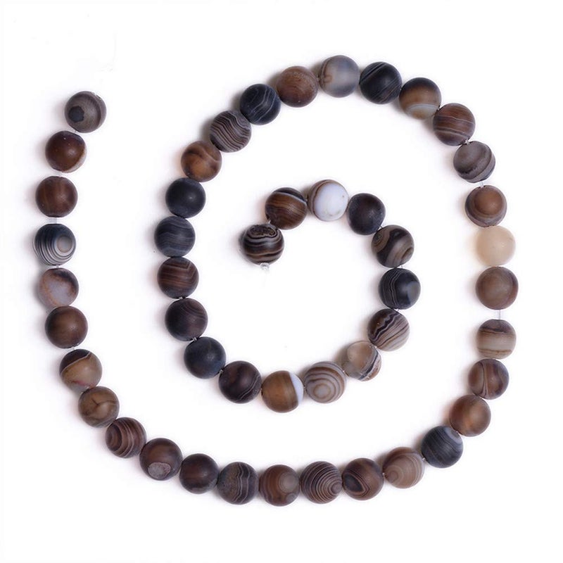 PLTbeads Natural Gemstone Loose Beads Smooth Round Approxi 15 inch DIY Bracelet Necklace for Jewelry Making (8mm, Matte Brown Stripe Agate) - Image 2